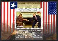 Liberia 2007 President of Liberia meeting George W Bush perf m/sheet unmounted mint, stamps on , stamps on  stamps on personalities, stamps on  stamps on usa presidents, stamps on  stamps on americana, stamps on  stamps on flags