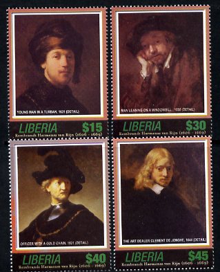 Liberia 2006 400th Birth Anniversary of Rembrandt Harmenz van Rijn set of 4 unmounted mint, stamps on , stamps on  stamps on arts, stamps on  stamps on rembrandt