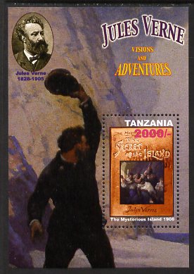 Tanzania 2005 Death Centenary of Jules Verne perf m/sheet (The Mysterious Island) unmounted mint, SG MS2467a, stamps on , stamps on  stamps on literature, stamps on  stamps on jules verne