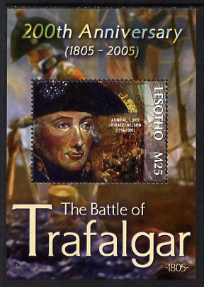 Lesotho 2005 Bicent of Battle of Trafalgar perf m/sheet unmounted mint, SG MS1991, stamps on ships, stamps on battles, stamps on nelson