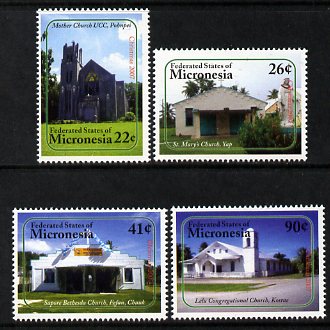 Micronesia 2007 Christmas set of 4 Churches unmounted mint, stamps on christmas