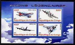 Congo 2010 Legendary Aircraft imperf sheetlet containing 4 values unmounted mint, stamps on , stamps on  stamps on aviation, stamps on  stamps on comcorde, stamps on  stamps on boeing, stamps on  stamps on airbus