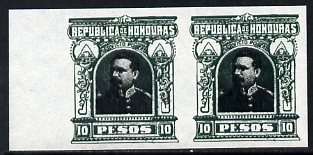 Honduras 1891 Pres Bogran 10p imperf pair being a 'Hialeah' forgery on gummed paper (as SG 69), stamps on , stamps on  stamps on railways