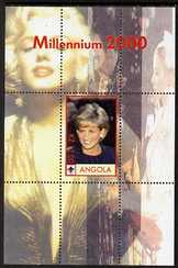 Angola 2000 Millennium 2000 - Princess Diana #3 perf s/sheet (with Scout logo & Marilyn Monroe in background) unmounted mint. Note this item is privately produced and is offered purely on its thematic appeal , stamps on , stamps on  stamps on personalities, stamps on  stamps on royalty, stamps on  stamps on diana, stamps on  stamps on scouts, stamps on  stamps on millennium, stamps on  stamps on films, stamps on  stamps on cinema, stamps on  stamps on movies, stamps on  stamps on music, stamps on  stamps on marilyn, stamps on  stamps on monroe