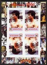 Angola 2000 Millennium 2000 - Bruce Lee imperf sheetlet containing 4 values (2 tete-beche pairs) with Scout logo (margin shows Churchill, Agasi, Satchmo, Sinatra etc) unmounted mint. Note this item is privately produced and is offered purely on its thematic appeal, stamps on , stamps on  stamps on sport, stamps on  stamps on scouts, stamps on  stamps on golf, stamps on  stamps on churchill, stamps on  stamps on jazz, stamps on  stamps on tennis, stamps on  stamps on millennium, stamps on  stamps on personalities, stamps on  stamps on sinatra, stamps on  stamps on space, stamps on  stamps on baseball, stamps on  stamps on constitutions, stamps on  stamps on  ww2 , stamps on  stamps on masonry, stamps on  stamps on masonics, stamps on  stamps on human rights, stamps on  stamps on peace, stamps on  stamps on nobel, stamps on  stamps on racism, stamps on  stamps on martial arts