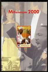 Angola 2000 Millennium 2000 - Pope imperf s/sheet (background shows Martin Luther King) unmounted mint. Note this item is privately produced and is offered purely on its thematic appeal, stamps on millennium, stamps on personalities, stamps on human rights, stamps on pope, stamps on 