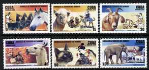 Cuba 2006 Animals in the service of Man perf set of 6 unmounted mint SG 4987-92, stamps on animals, stamps on horses, stamps on cats, stamps on elephants, stamps on camels, stamps on goats, stamps on ovine
