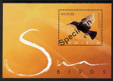 Namibia 2005 Sunbirds perf m/sheet overprinted SPECIMEN, unmounted mint as SG MS989, stamps on , stamps on  stamps on birds