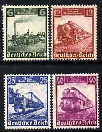 Germany 1935 Railway Centenary set of 4 mounted mint SG 577-80, stamps on railways