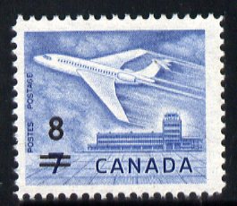 Canada 1964 Surcharged 8c on 7c Douglas DC-9 unmounted mint SG 556, stamps on , stamps on  stamps on aviation, stamps on  stamps on douglas, stamps on  stamps on dc-9, stamps on  stamps on 