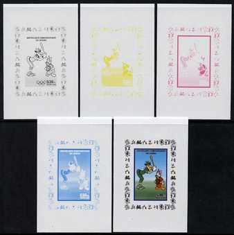 Congo 2008 Disney Beijing Olympics individual deluxe sheet (Clarabelle playing Baseball) - the set of 5 imperf progressive proofs comprising the 4 individual colours plus..., stamps on disney, stamps on olympics, stamps on baseball