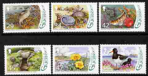 Guernsey 2006 Designation of L'Eree Wetland as Ramsar Site perf set of 6 unmounted mint SG 1123-8, stamps on , stamps on  stamps on birds, stamps on  stamps on seals, stamps on  stamps on marine life, stamps on  stamps on shells, stamps on  stamps on fish, stamps on  stamps on flowers, stamps on  stamps on 