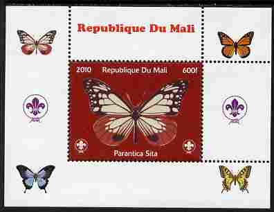 Mali 2010 Butterflies & Scouts individual perf deluxe sheet #4 unmounted mint. Note this item is privately produced and is offered purely on its thematic appeal, stamps on , stamps on  stamps on butterflies, stamps on  stamps on scouts