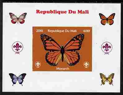 Mali 2010 Butterflies & Scouts individual imperf deluxe sheet #1 unmounted mint. Note this item is privately produced and is offered purely on its thematic appeal, stamps on , stamps on  stamps on butterflies, stamps on  stamps on scouts