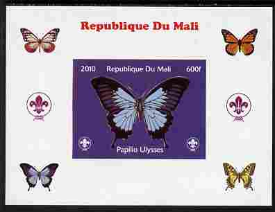 Mali 2010 Butterflies & Scouts individual imperf deluxe sheet #2 unmounted mint. Note this item is privately produced and is offered purely on its thematic appeal, stamps on , stamps on  stamps on butterflies, stamps on  stamps on scouts