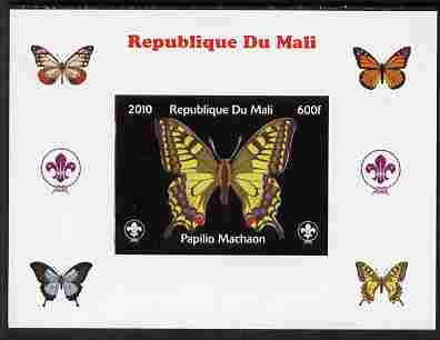 Mali 2010 Butterflies & Scouts individual imperf deluxe sheet #3 unmounted mint. Note this item is privately produced and is offered purely on its thematic appeal, stamps on , stamps on  stamps on butterflies, stamps on  stamps on scouts