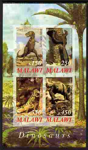 Malawi 2010 Dinosaurs #05 imperf sheetlet containing 4 values unmounted mint, stamps on , stamps on  stamps on dinosaurs