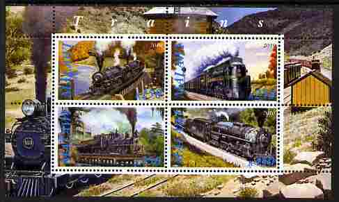 Malawi 2010 Steam Locomotives #03 perf sheetlet containing 4 values unmounted mint, stamps on railways