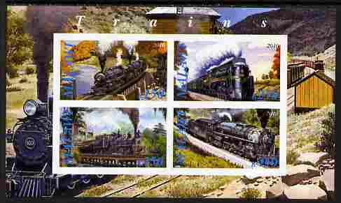 Malawi 2010 Steam Locomotives #03 imperf sheetlet containing 4 values unmounted mint, stamps on , stamps on  stamps on railways