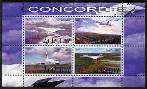 Malawi 2010 Concorde perf sheetlet containing 4 values unmounted mint, stamps on aviation, stamps on concorde