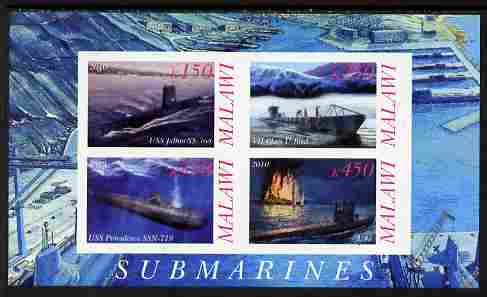 Malawi 2010 Submarines #03 imperf sheetlet containing 4 values unmounted mint, stamps on ships, stamps on submarines