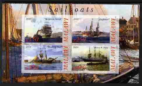 Malawi 2010 Tall Ships #02 imperf sheetlet containing 4 values unmounted mint, stamps on , stamps on  stamps on ships, stamps on  stamps on 