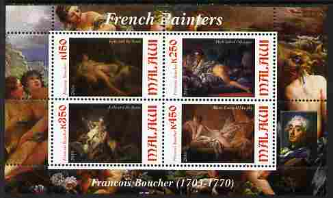 Malawi 2010 Art - French Painters - Boucher perf sheetlet containing 4 values unmounted mint, stamps on , stamps on  stamps on arts, stamps on  stamps on nudes, stamps on  stamps on boucher