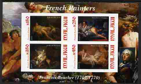 Malawi 2010 Art - French Painters - Boucher imperf sheetlet containing 4 values unmounted mint, stamps on arts, stamps on nudes, stamps on boucher