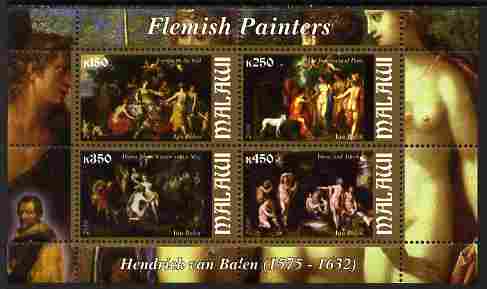 Malawi 2010 Art - Flemish Painters - Balen perf sheetlet containing 4 values unmounted mint, stamps on arts, stamps on nudes, stamps on balen