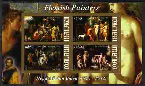 Malawi 2010 Art - Flemish Painters - Balen imperf sheetlet containing 4 values unmounted mint, stamps on arts, stamps on nudes, stamps on balen