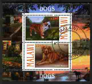 Malawi 2010 Dogs #02 perf sheetlet containing 2 values fine cto used, stamps on , stamps on  stamps on dogs