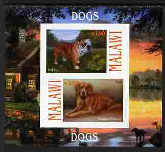 Malawi 2010 Dogs #02 imperf sheetlet containing 2 values unmounted mint, stamps on , stamps on  stamps on dogs