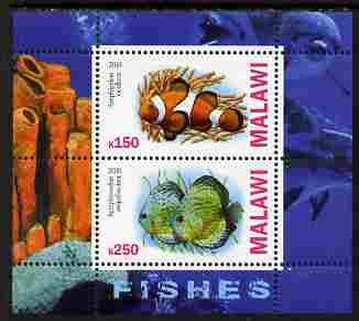 Malawi 2010 Fish perf sheetlet containing 2 values unmounted mint, stamps on , stamps on  stamps on fish