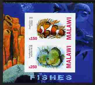 Malawi 2010 Fish imperf sheetlet containing 2 values unmounted mint, stamps on , stamps on  stamps on fish