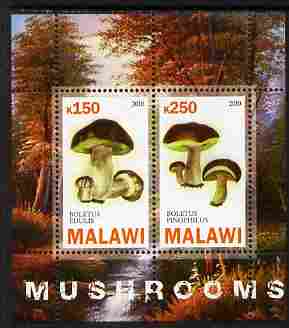 Malawi 2010 Mushrooms perf sheetlet containing 2 values unmounted mint, stamps on fungi