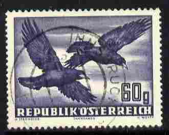 Austria 1950-53 Birds 60g Rooks fine cds used, SG 1215, stamps on , stamps on  stamps on birds, stamps on  stamps on 