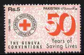 Pakistan 1999 50th Anniversary of Geneva Convention 5r unmounted mint SG 1074, stamps on red cross, stamps on  ww2 , stamps on 