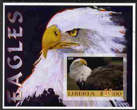 Liberia 2005 Eagles #02 imperf m/sheet unmounted mint, stamps on birds, stamps on eagles, stamps on birds of prey