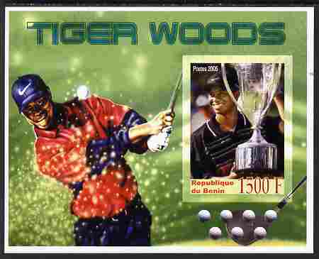 Benin 2005 Tiger Woods imperf m/sheet unmounted mint. Note this item is privately produced and is offered purely on its thematic appeal, stamps on , stamps on  stamps on golf