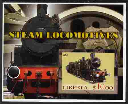 Liberia 2005 Steam Locomotives #03 imperf m/sheet unmounted mint, stamps on railways
