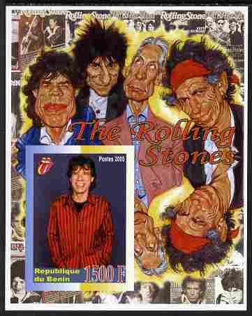 Benin 2005 Rolling Stones imperf m/sheet unmounted mint. Note this item is privately produced and is offered purely on its thematic appeal, stamps on , stamps on  stamps on personalities, stamps on  stamps on music, stamps on  stamps on pops, stamps on  stamps on rock