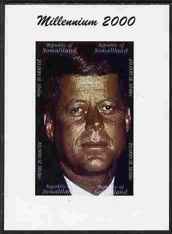 Somaliland 2000 Millennium 2000 John Kennedy composite imperf sheetlet containing 4 values unmounted mint. Note this item is privately produced and is offered purely on i..., stamps on personalities, stamps on constitutions, stamps on millennium, stamps on usa presidents, stamps on kennedy