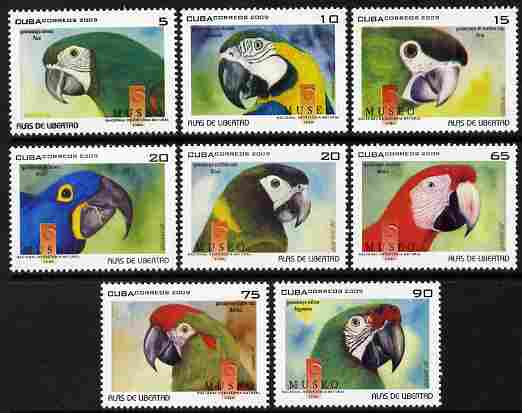 Cuba 2009 Parrots perf set of 8 unmounted mint, stamps on birds, stamps on parrots