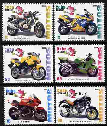 Cuba 2009 Motorcycles perf set of 6 unmounted mint, stamps on , stamps on  stamps on motorcycles