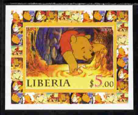 Liberia 2005 50th Anniversary of Disneyland #02 (Pooh) individual imperf deluxe sheet unmounted mint, stamps on disney, stamps on cinema, stamps on movies, stamps on cartoons, stamps on entertainments, stamps on bears
