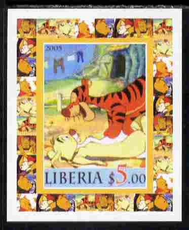 Liberia 2005 50th Anniversary of Disneyland #05 (Tigger) individual imperf deluxe sheet unmounted mint, stamps on disney, stamps on cinema, stamps on movies, stamps on cartoons, stamps on entertainments, stamps on tigers