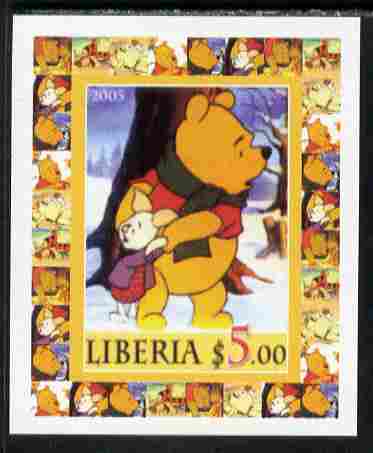 Liberia 2005 50th Anniversary of Disneyland #18 (Pooh) individual imperf deluxe sheet unmounted mint, stamps on disney, stamps on cinema, stamps on movies, stamps on cartoons, stamps on entertainments, stamps on bears