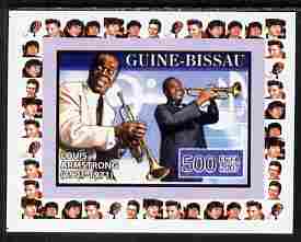 Guinea - Bissau 2007 Music Stars - Louis Armstrong individual imperf deluxe sheet unmounted mint. Note this item is privately produced and is offered purely on its thematic appeal, similar to Yv 2318, stamps on , stamps on  stamps on personalities, stamps on  stamps on music, stamps on  stamps on pops, stamps on  stamps on jazz, stamps on  stamps on 