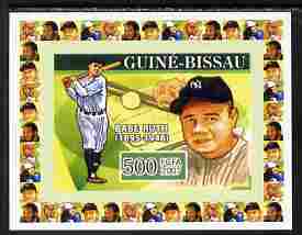 Guinea - Bissau 2007 Sportsmen of the Century - Babe Ruth individual imperf deluxe sheet unmounted mint. Note this item is privately produced and is offered purely on its thematic appeal, similar to Yv 2284, stamps on , stamps on  stamps on personalities, stamps on  stamps on sport, stamps on  stamps on baseball