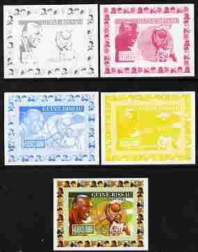 Guinea - Bissau 2007 Sportsmen of the Century - Michael Jordan individual deluxe sheet - the set of 5 imperf progressive proofs comprising the 4 individual colours plus all 4-colour composite, unmounted mint, similar to Yv 2282, stamps on , stamps on  stamps on personalities, stamps on  stamps on sport, stamps on  stamps on basketball